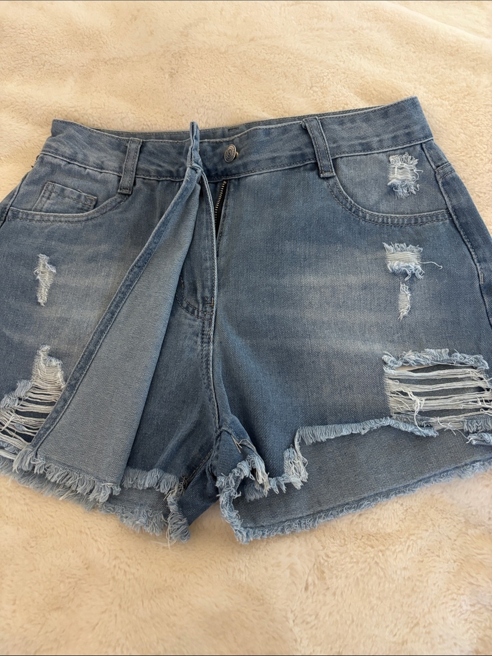 Women's Distressed Denim Shorts - Blue
